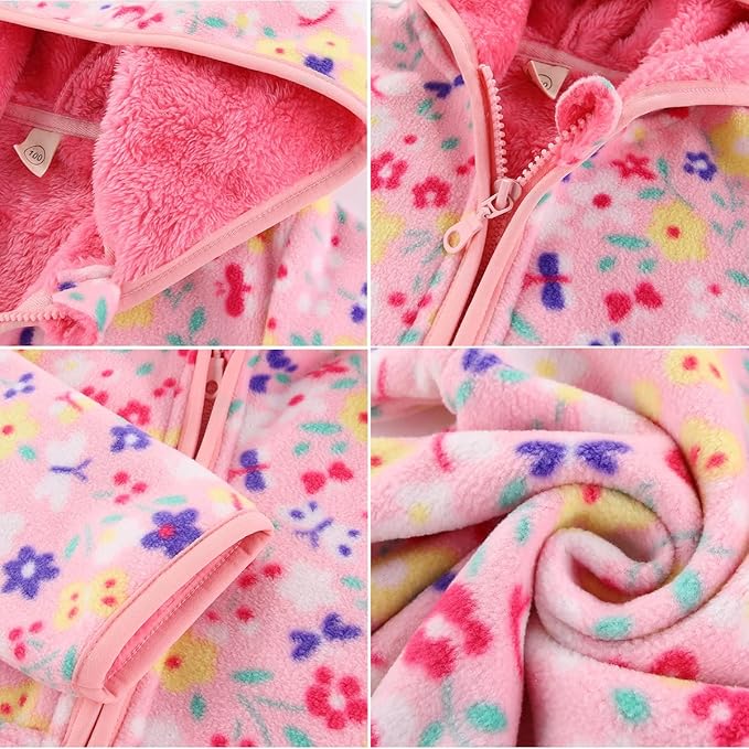 Feidoog Toddler Fleece Jacket Baby Boys Girls Hooded Zipper Long Sleeve Thick Warm Outerwear