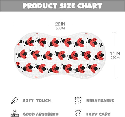 vvfelixl Muslin Burp Cloths Cute Ladybug Pattern Baby Washcloths for Baby Girl Boys 2 Pack White