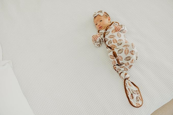 Copper Pearl Baby Gown - Knotted Newborn Sleepers for Baby Boy and Girl, Soft Stretchy Long Sleeve Infant Gowns with Bottom Tie and Hand Mittens, Perfect Hospital Coming Home Outfit (Blitz)
