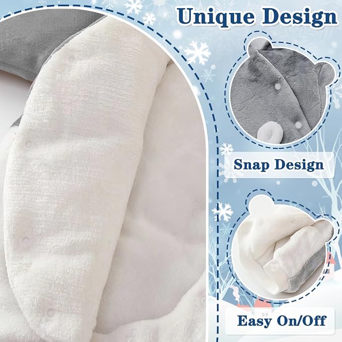 Fairy Baby Newborn Baby Snowsuit Bear Suit Romper Winter Warm Coat Infant Fleece Footie Jumpsuit for Girls Boys 0-18M