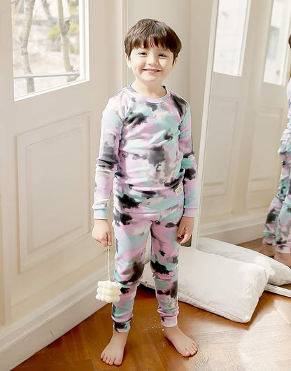 VAENAIT BABY 12M-12Y Toddler Kids Boys Girls 100% Cotton Marbling Tiedye Sung Fit Sleepwear Pajamas 2pcs Pjs Set