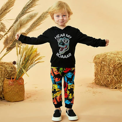 Baby Boys Dinosaur Long Sleeve Hoodie Tops Sweatsuit Pants Winter Outfit Set