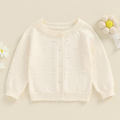 Newborn Baby Girl Knit Sweater Cardigan Winter Warm Button Down Sweatshirt Top Jacket Outfit Cute Infant Fall Clothes