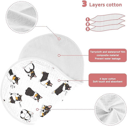 vvfelixl Baby Burp Cloths Pembroke Welsh Corgi Tricolor Dog Seamless Pattern Baby Newborn Cotton Burping Cloths Set Baby Washcloths 4 Pack