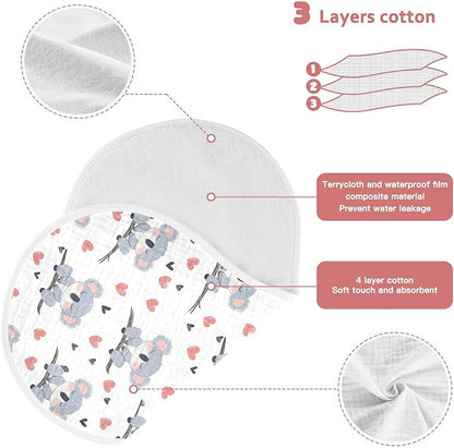 vvfelixl Baby Burp Cloths Cute Koala Bear on Trunk Baby Newborn Cotton Burping Cloths Set Babys Washcloths 4 Pack