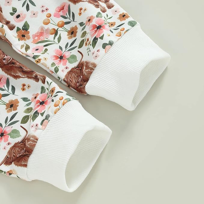 3Pcs Baby Girl Outfits Daisy Sweatshirt + Pants + Headband Infant Fall Winter Clothes