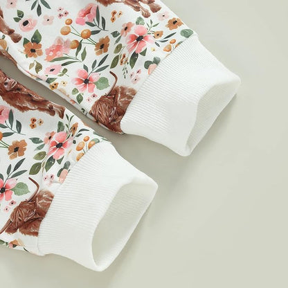 3Pcs Baby Girl Outfits Daisy Sweatshirt + Pants + Headband Infant Fall Winter Clothes