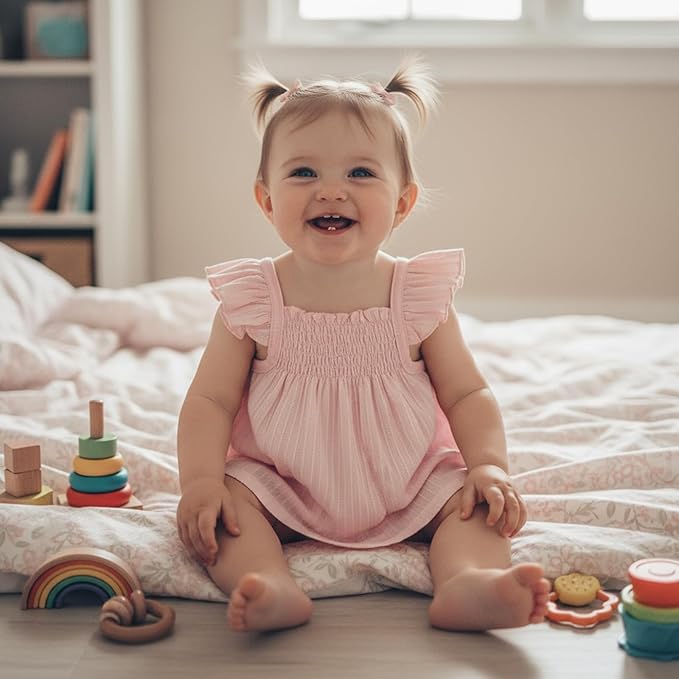 Mubineo Baby Girl Summer Clothes Cute Ruffle Tops Dress Shorts Outfits Set Infant Toddler Shrit Bloomers Princess Outfit