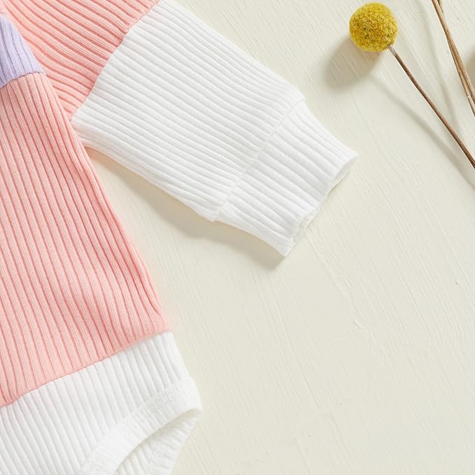 Thorn Tree Newborn Infant Baby Girl Clothes Ribbed Knitted Long Sleeve Romper Long Pants Stretchy Fall Outfits