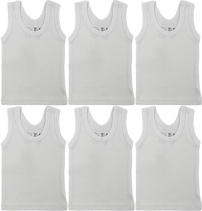 Newborn Baby Sleeveless Pack of 6 Tank Tops 100% Cotton Shirts, Short Sleeve Tees 0-24 Months Boys, Girls, Unisex