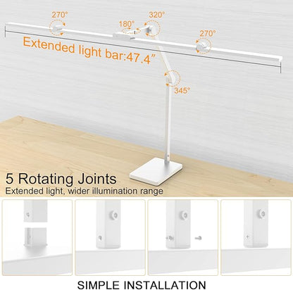 36 W 3000 LM Ultra Bright Architect Desk Lamp with Base, 47.4 Inch Wide Tall Overhead Desk Light for Home Office, Dimmable Table Light with Remote for Desktop Working,Drafting,Reading