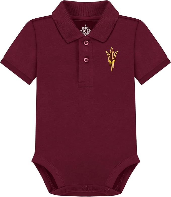 Creative Knitwear College Baby Polo Bodysuit Solid - Team Logo, Multiple Colors, for Boys & Girls (0-12 Months)