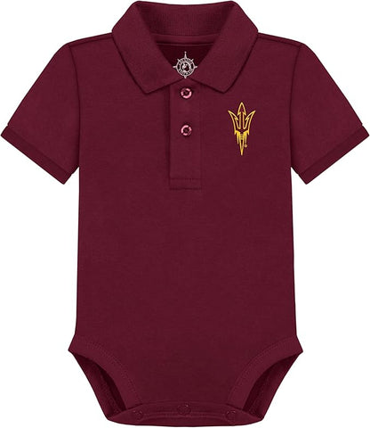 Creative Knitwear College Baby Polo Bodysuit Solid - Team Logo, Multiple Colors, for Boys & Girls (0-12 Months)