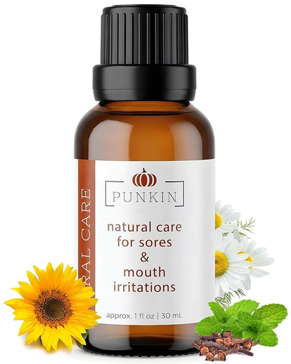 Punkin Organic Tooth & Gum Relief Oil - Pre-Diluted Clove Essential Oil Herbal Blend | Natural Daily Use Soothing Drops for Mouth Irritation | Chamomile & Peppermint Infusion (1oz)