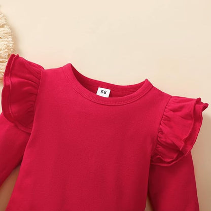 Baby Girl Solid Color Romper Infant Ruffle Sleeve Bodysuit One Piece Outfit Toddler Jumpsuit clothes