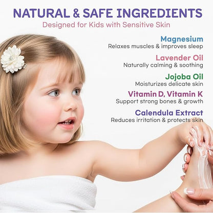 Vigority Magnesium Lotion for Kids & Babies Sleep - Bedtime Calming Body Cream with Natural Ingredients & Multi Vitamins - Topical Magnesium Soothing Relief, Promotes Relaxation (8 fl oz, Lavender)