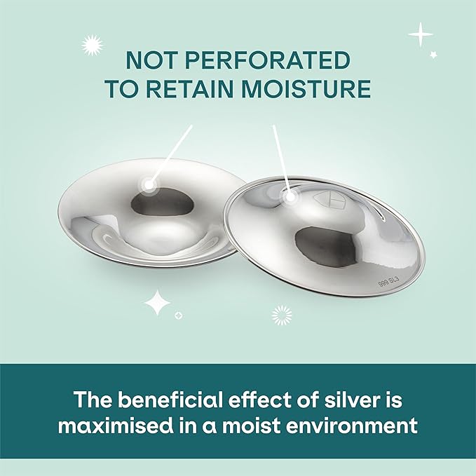 Koala Babycare The Original Silver Nursing Cups - Nipple Shields for Breastfeeding Newborn - Breastfeeding Essentials - Protect and Soothe - Tri-Laminate Silver - Maxi Size