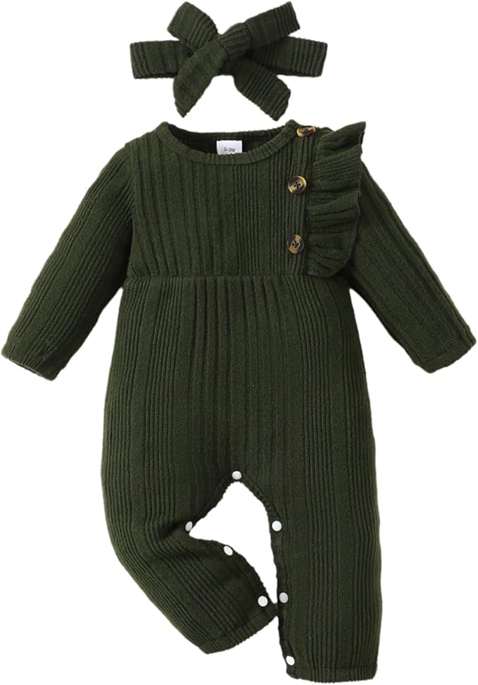 Infant Baby Girl Clothes Newborn Girl Romper Fall Winter Outfit Ruffle Long Sleeve Jumpsuit Romper Cute Baby Girl Outfit