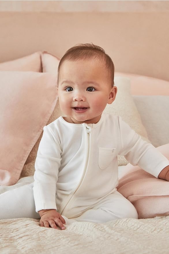 MORI Baby Unisex Clever Pajamas with Two Way Zip - Comfort Breathable Jumpsuit Footed Nightwear for Toddler Boys and Girls