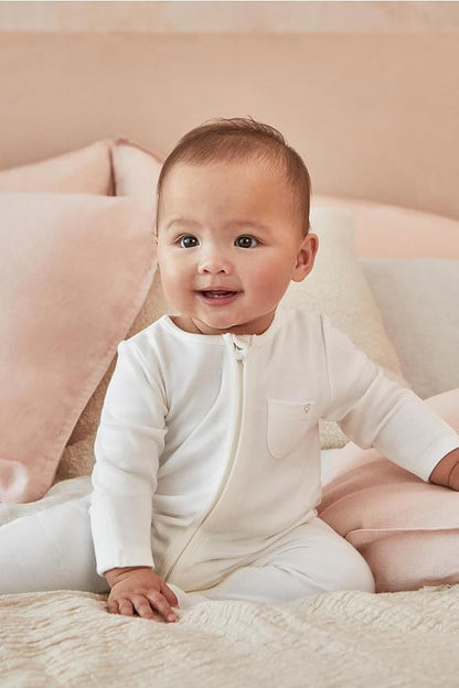MORI Baby Unisex Clever Pajamas with Two Way Zip - Comfort Breathable Jumpsuit Footed Nightwear for Toddler Boys and Girls