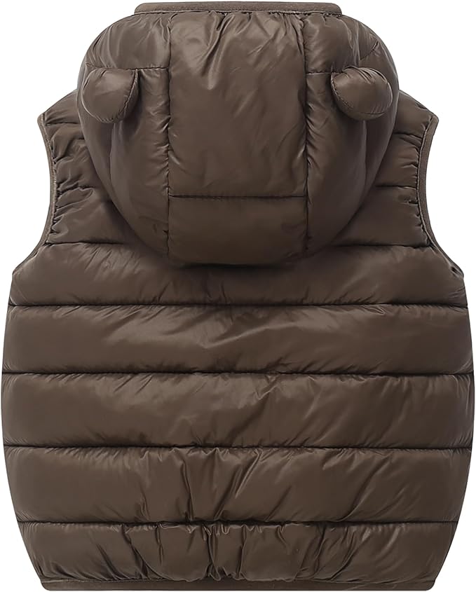 AIWUHE Baby Boys Girls Hooded Puffer Vest Winter Lightweight Sleeveless Bear ears Zipper Up Jacket