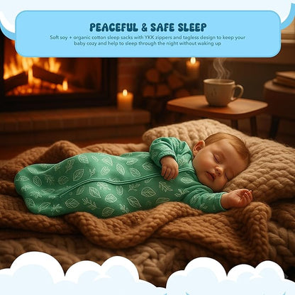 Babysoy Long Sleeve Wearable Blanket Sleep Sack, Infant to Toddler Sleeping Bag, Choose from size 0-24 Months