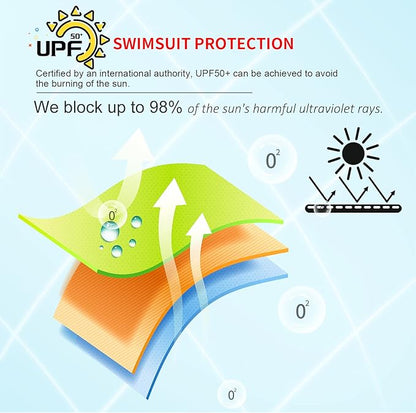 weVSwe Baby Toddler UPF 50+ Sun Protection Rash Guard Long Sleeve Swimsuit with Crotch Zipper