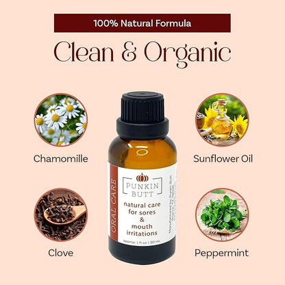 Punkin Organic Tooth & Gum Relief Oil - Pre-Diluted Clove Essential Oil Herbal Blend | Natural Daily Use Soothing Drops for Mouth Irritation | Chamomile & Peppermint Infusion (1oz)