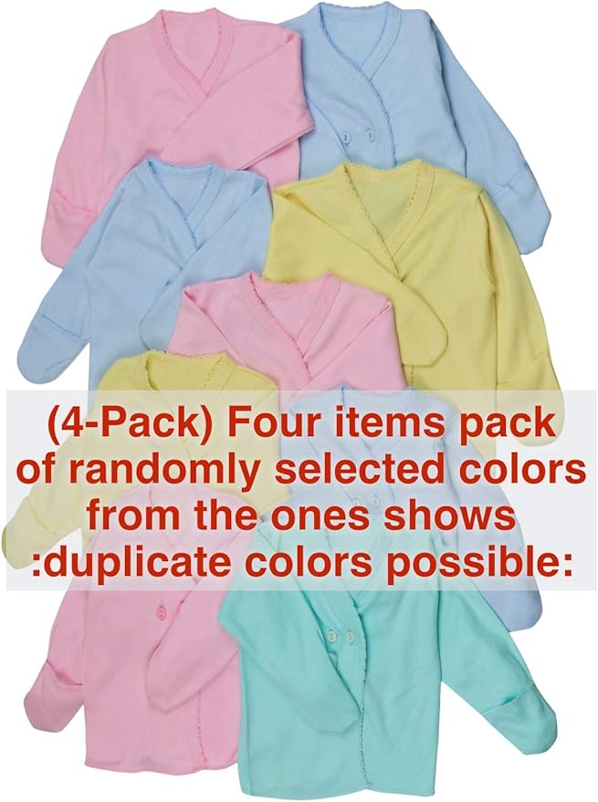 ToBeInStyle Babies' 4 Pack Relaxed Fit Short or Long Sleeve Button Up Kimono Tee Swaddle Shirt