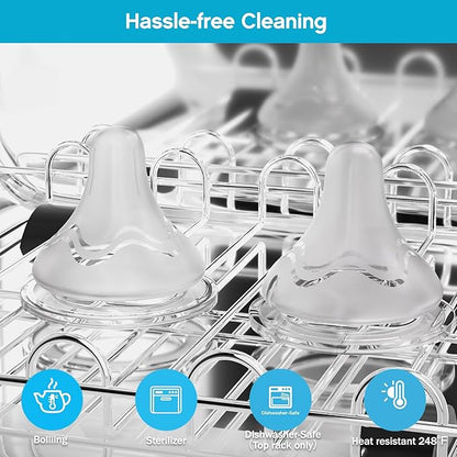 4pcs Soft Silicone Baby Nipple for Spectra Bottles, Fast Flow Nipple, 100% Silicone Material, BPA Free, Soft Touch, Easy Clean, Large, 6m+