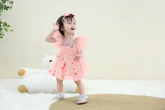 Baby Girl Clothes Infant Tulle Romper Ruffe Sleeveless Bodysuit Baby Girl Outfits Infant Girl Dress 0-18M