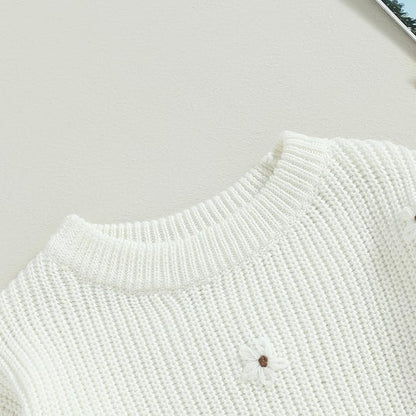 Mubineo Baby Girl Winter Clothes Cute Flower Sweater Crewneck Pullover Long Sleeve Knit Newborn Infant Sweaters