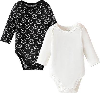 DEFAHN 2PCS Visocse from Bamboo Baby Rompers Unisex Onsies Solid Short Sleeve Baby Bodysuit 0-24 Months