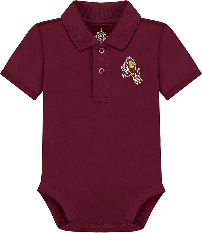 Creative Knitwear College Baby Polo Bodysuit Solid - Team Logo, Multiple Colors, for Boys & Girls (0-12 Months)