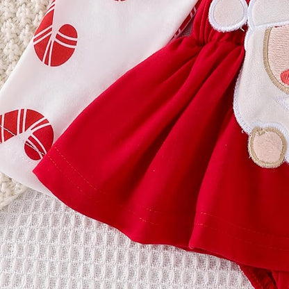 Newborn Christmas Outfit Baby Girl Plaid Romper Dress Infant Ruffle Long Sleeve Ribbed Bodysuit Headband Clothes
