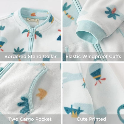 DAVE&BELLA Toddler Printed Polar Fleece Jacket, Zip Up Lightweight Outerwear for Kids Boys Girls Fall Spring Coat 2-9 Years