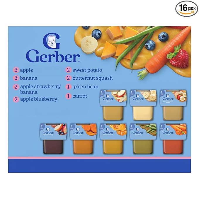 Gerber Baby Foods 2nd Foods Variety Pack, Natural for Baby, Fruit & Veggie Favorites, 8 Ounce (Pack of 32)