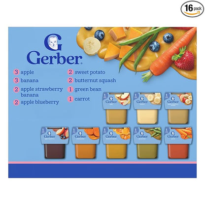 Gerber Baby Foods 2nd Foods Variety Pack, Natural for Baby, Fruit & Veggie Favorites, 8 Ounce (Pack of 32)
