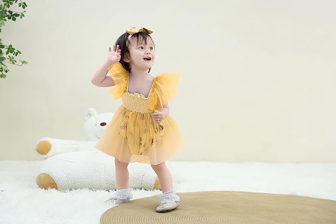 Baby Girl Clothes Infant Tulle Romper Ruffe Sleeveless Bodysuit Baby Girl Outfits Infant Girl Dress 0-18M