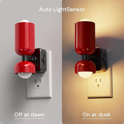 L LOHAS LED Night Light, Night Lights Plug into Wall, 0-100LM Bathroom Night Light, Dusk to Dawn Dimmable Nightlight, Modern Metal Red Nightlight for Bedroom,Mirror Restroom[2 Pack]