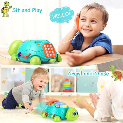 Bilingual Musical Turtle Baby Toys 6 to 12 Months, Development Toy for 6 7 8 9 Month Old Boy Girl, 8-in-1 Educational Crawling Infant Gifts, Christmas Baby Gift for 3 4 5 9-12 Mo.