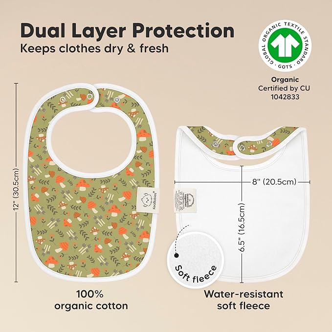 8-Pack Organic Baby Bibs for Boys, Girls - Soft Cotton Drooling and Teething Bibs for Baby Girl & Boy, Extra Absorbent, Easy to Clean & Put On for Toddler, Newborn, Infant 0-24 Months (Fall Spores)