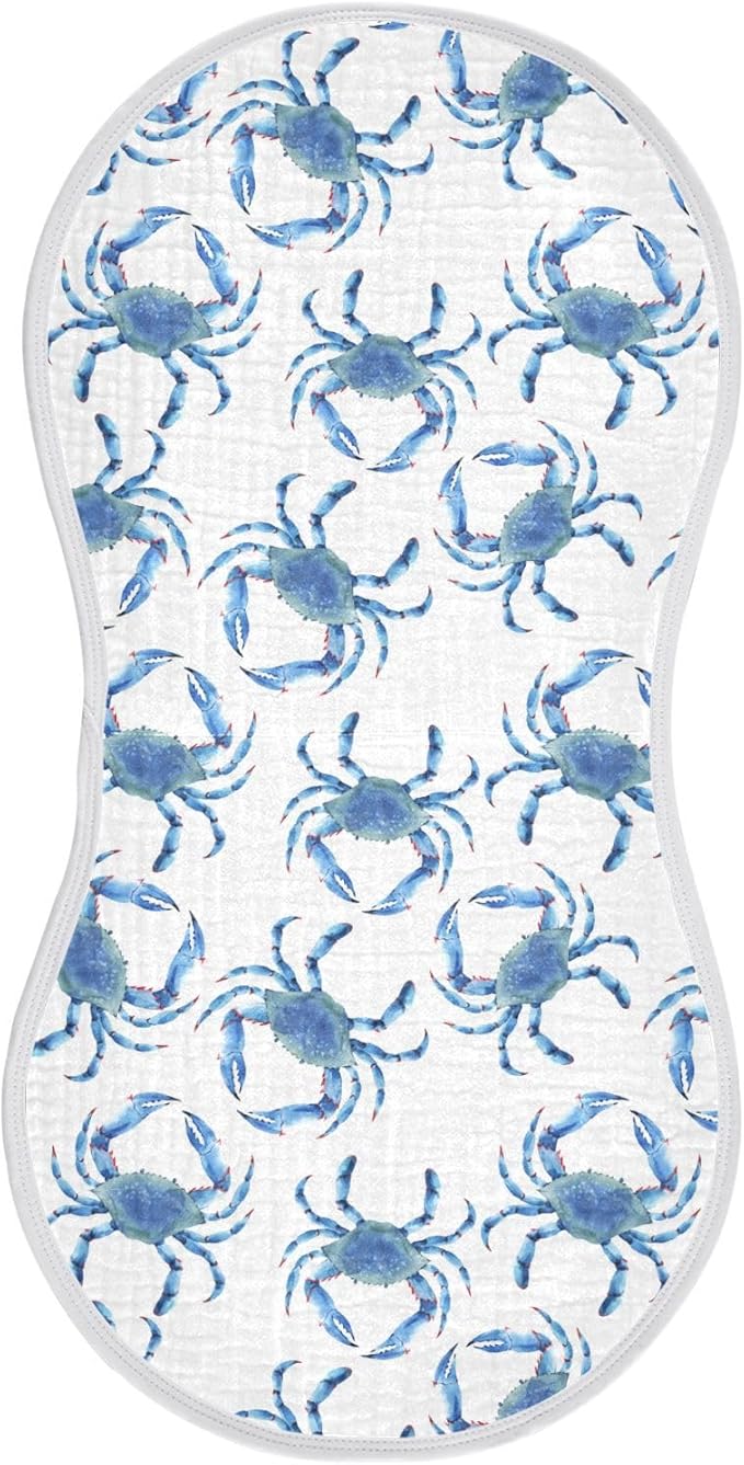 vvfelixl Baby Burp Cloths Blue Crabs Baby Newborn Cotton Burping Cloths Set Baby Washcloths 4 Pack