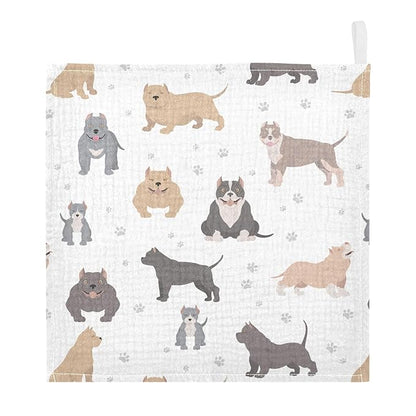 vvfelixl Baby Muslin Washcloths American Bully Dogs Baby Burp Cloths Cotton Baby Face Towel for Newborn Infants Boys Girls Soft and Absorbent 11.8 X 11.8In, 3 Pack