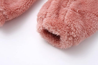 Baby Furry Jumpsuit Infant Bear Onesies Zipper Long Sleeve One-Piece Romper Hoodie Baby Outwear Snowsuit