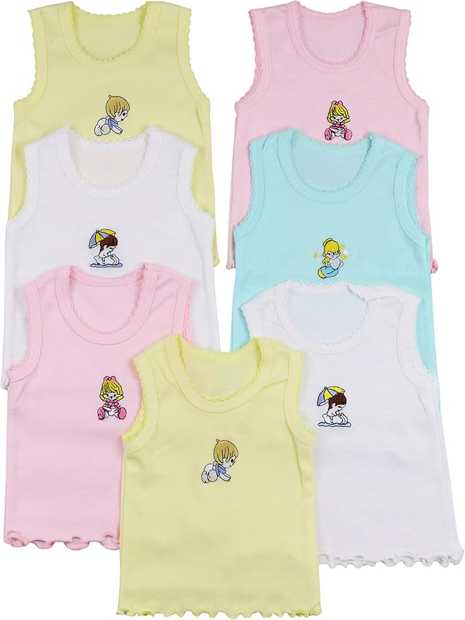ToBeInStyle Girl's 4 Pack Ruffle Hem Cotton Tank Tops