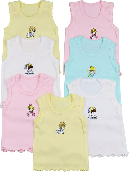 ToBeInStyle Girl's 4 Pack Ruffle Hem Cotton Tank Tops