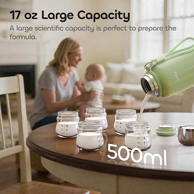 QIBOX Portable Bottle Warmer for Travel - 3Min Fast Heating of Breast Milk and Formula, 36W Fast Charge, 17 Ounces Large Capacity, Baby Bottle Warmer On The Go for Outdoor Airplane and Car