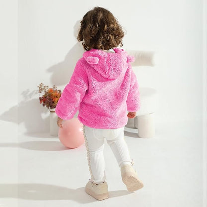 Baby Toddler Boys Girls Fleece Jacket with Hood Zip Up Cute Bear Coats for Infant Boys Girls Fuzzy Jacket with Ear 1-5T