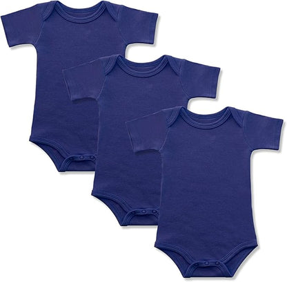 Baby Onsies 100% Cotton Short Sleeve Baby Bodysuits Solid Color Infant Bodysuits for Newborn Baby 3-Pack